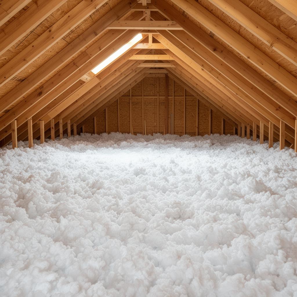 Attic restored with fresh blown-in insulation